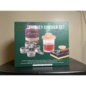 Woodbury Whiskey Smoker Set Chimney w/ Cap Wood Chips &‎ Glass NEW
